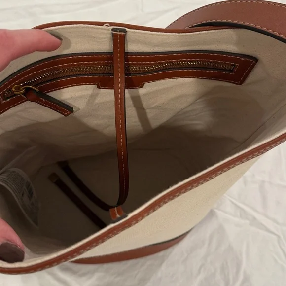 Mango bucket tote, tan and linen - Picture 4 of 4